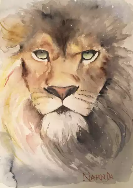 Lion  aquarelle sur canson 30 40 cm